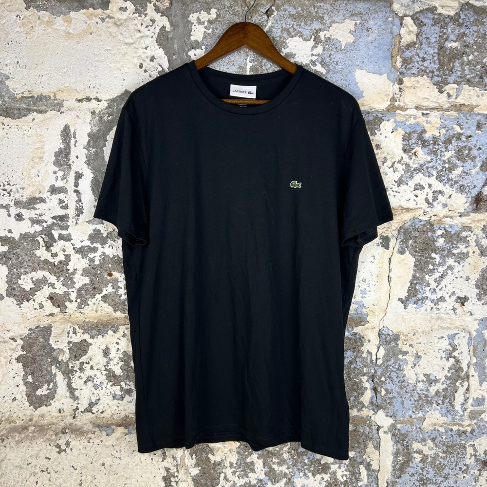 Lacoste T-Shirt Mens XL Black Excellent Pima Cotton Logo Regular Fit TH6709